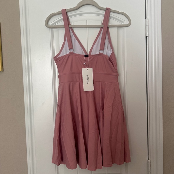 BloomChic Rose Pink V-Neck Fit & Flare Dress - Plus Size - Picture 2 of 3